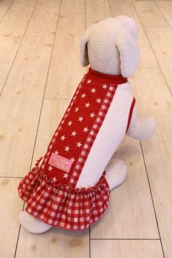 画像5: 星＆チェック柄ラインＴワンピ（レッド）・３号