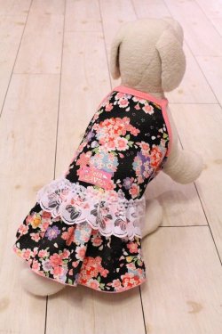 画像5: さくら柄リップルワンピ（ブラック）・３号