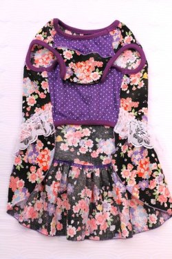 画像8: さくら柄リップルワンピ（ブラック）・３号