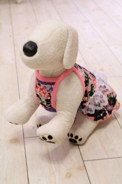 画像3: さくら柄リップルワンピ（ブラック）・３号