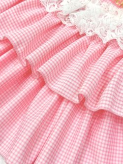画像11: パステルピンクのギンガムチェック柄ワンピ・１号