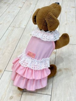 画像9: パステルピンクのギンガムチェック柄ワンピ・１号