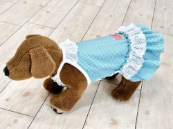 画像12: ミントグリーンチェック柄ガーリーワンピ・１０号