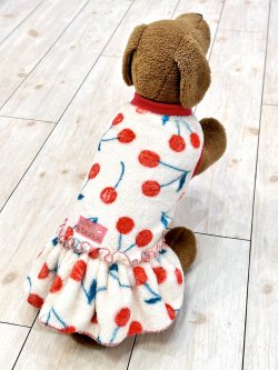 画像14: さくらんぼ柄マイクロフランネルワンピ(ピンクベージュ)・１０号