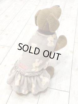 画像12: テディベア柄マイクロフランネルワンピ（ブラウン）・６号