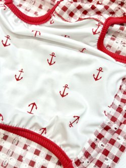 画像15: レースコットン☆ギンガム柄スーパーガーリーワンピ（レッド）・５号