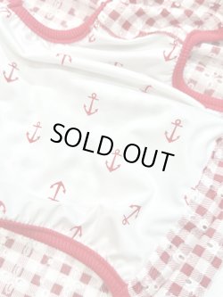 画像14: レースコットン☆ギンガム柄ガーリーワンピ（レッド）・５号