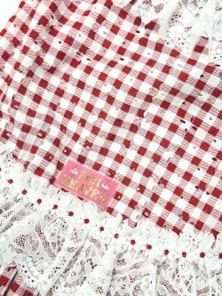 画像14: レースコットン☆ギンガム柄スーパーガーリーワンピ（レッド）・５号