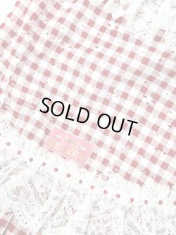 画像13: レースコットン☆ギンガム柄ガーリーワンピ（レッド）・５号