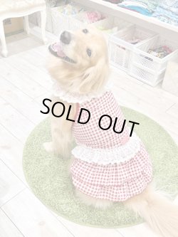 画像10: レースコットン☆ギンガム柄スーパーガーリーワンピ（レッド）・３号