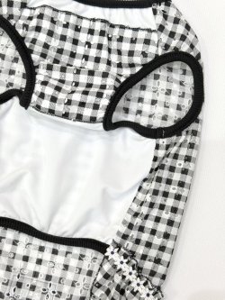 画像13: レースコットン☆ギンガム柄フェミニンワンピ（ブラック）・０号