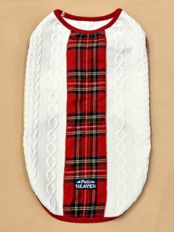 画像1: アランキルトニット☆タータンラインタンク（ホワイト）・６号