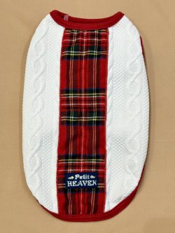 画像1: アランキルトニット☆タータンラインタンク（ホワイト）・１号