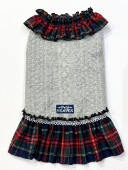 画像1: アランキルトニット☆タータンフリルワンピ（グレー）・３号