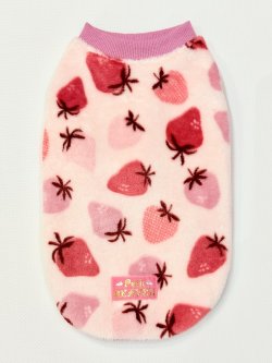 画像1: フワフワいちご柄フランネルタンク(ピンク)・０号