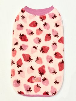 画像1: フワフワいちご柄フランネルタンク(ピンク)・７号