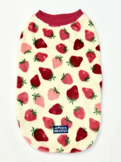 画像1: フワフワいちご柄フランネルタンク(ホワイト)・７号