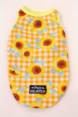 画像: ひまわり＆チェック柄リップルタンク（イエロー）・１号