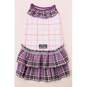 画像: テッキングタータン☆フリルワンピ（ラベンダー）・６号