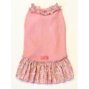 画像: ピンクニットのペイズリー柄フリルワンピ・６号