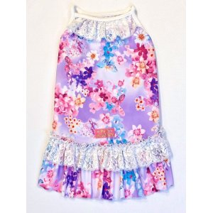 画像: ツーウェイ☆フラワーガーデン柄ガーリーワンピ（ラベンダー）・６号