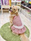 画像10: レースコットン☆ギンガム柄ガーリーワンピ（レッド）・７号
