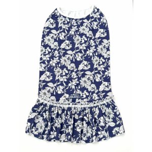 画像: ツーウェイ☆ネイビーボタニカル柄フェミニンワンピ・９号