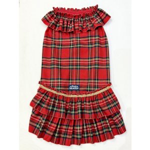 画像: レッドタータン☆共布２段ガーリーワンピ・９号