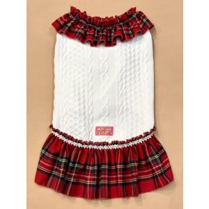 画像: アランキルトニット☆タータンフリルワンピ（ホワイト）・７号