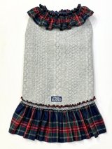 画像: アランキルトニット☆タータンフリルワンピ（グレー）・１０号