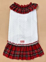 画像: アランキルトニット☆タータンフリルワンピ（ホワイト）・１０号