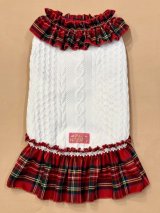 画像: アランキルトニット☆タータンフリルワンピ（ホワイト）・４号