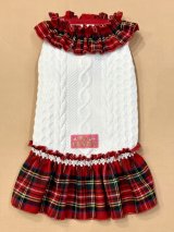 画像: アランキルトニット☆タータンフリルワンピ(ホワイト)・1号