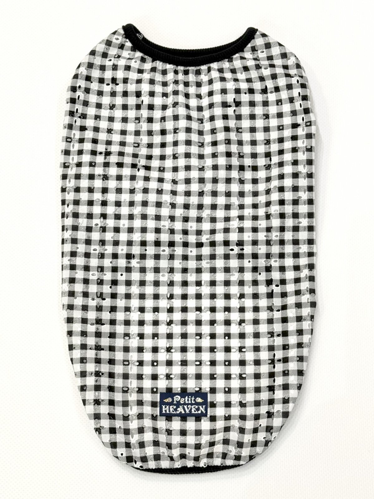 画像1: レースコットン☆ギンガム柄タンク（ブラック）・９号