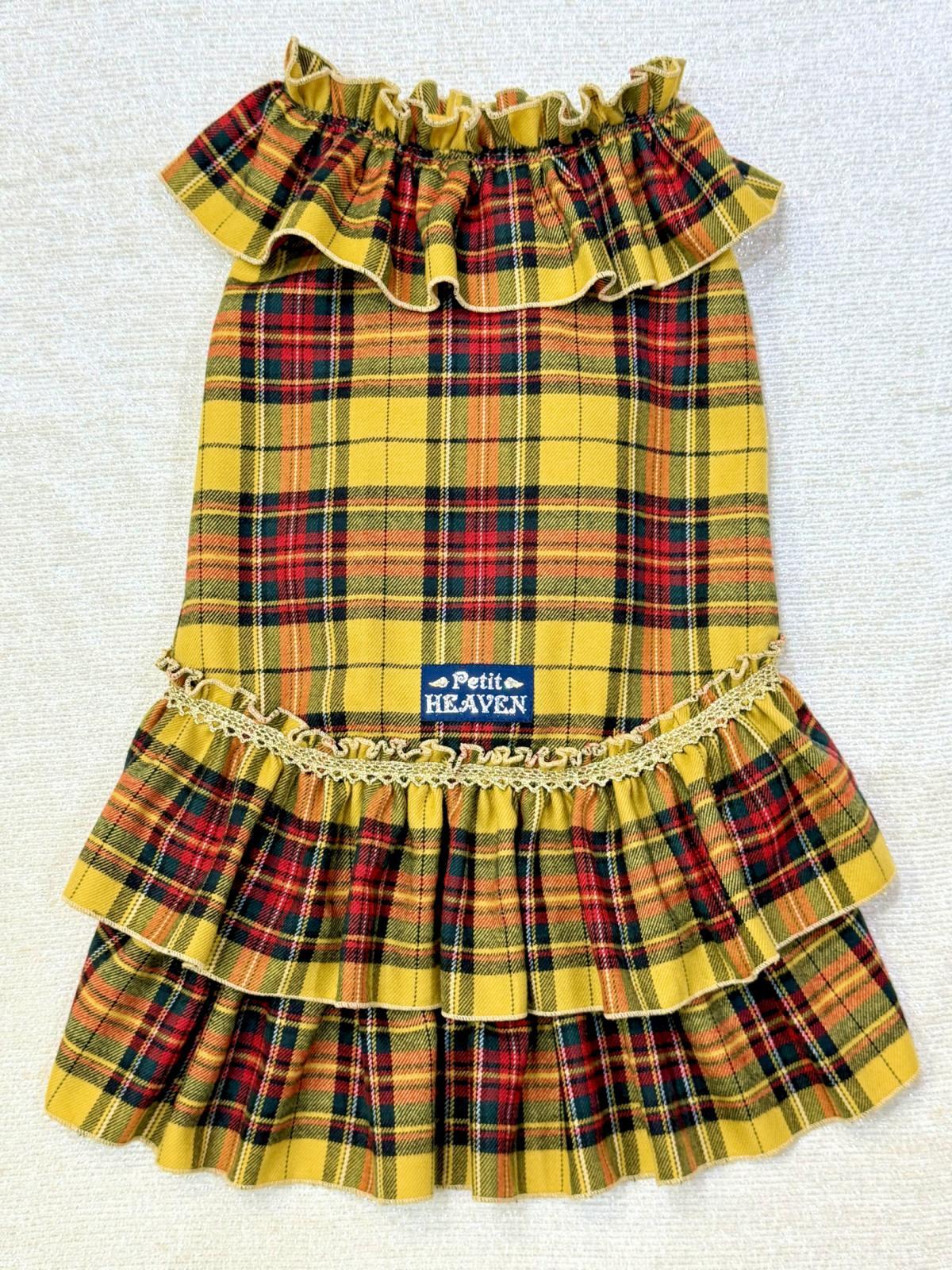 画像1: イエロータータン☆共布２段ガーリーワンピ・６号