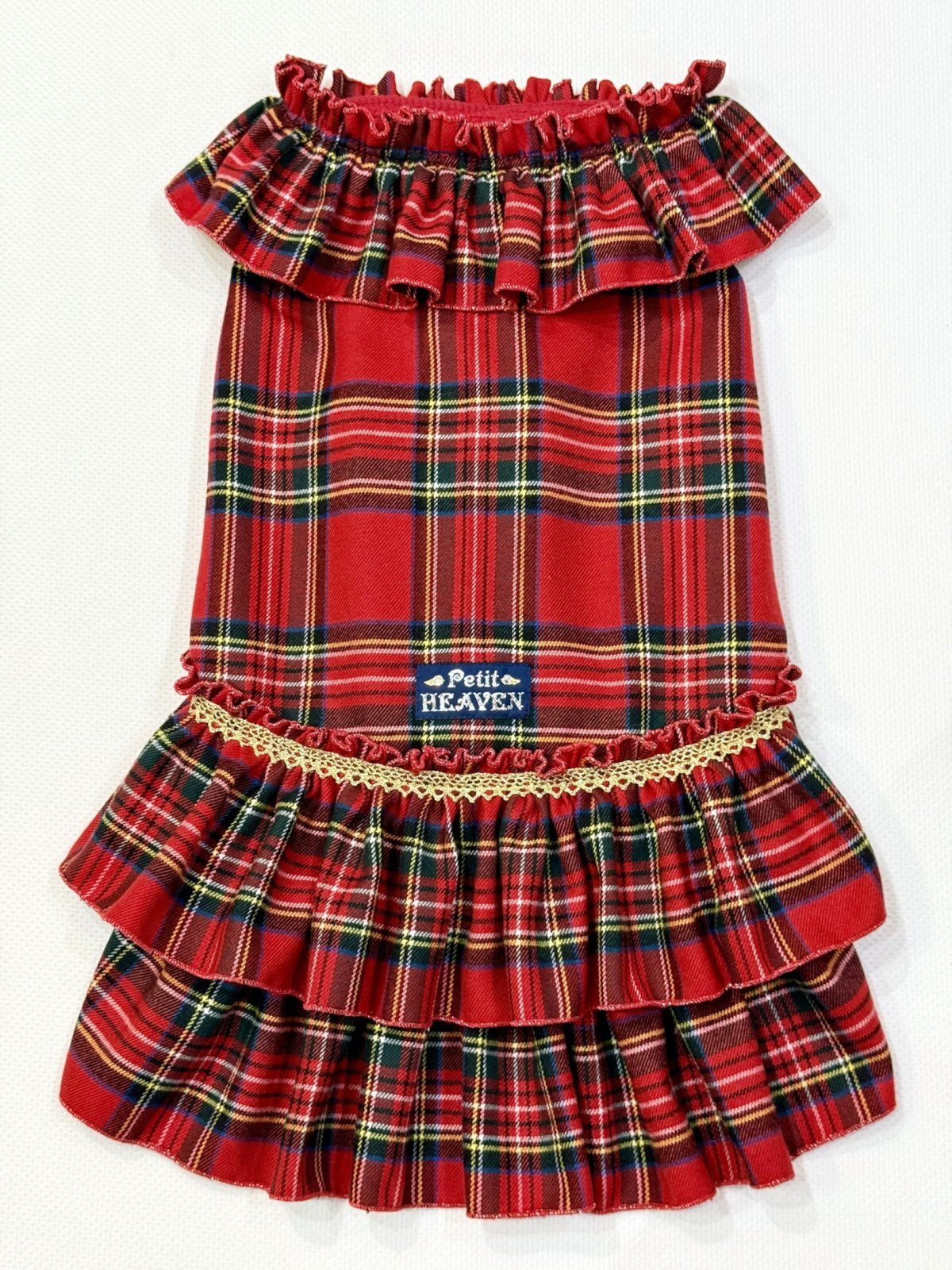 画像1: レッドタータン☆共布２段ガーリーワンピ・７号