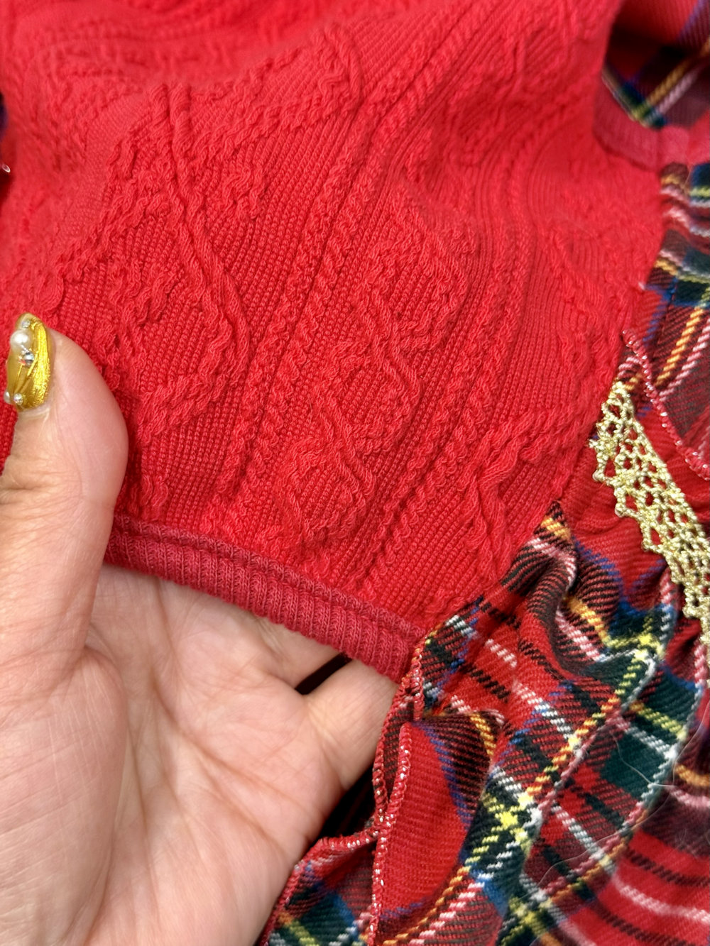 画像9: レッドタータン☆共布２段ガーリーワンピ・７号