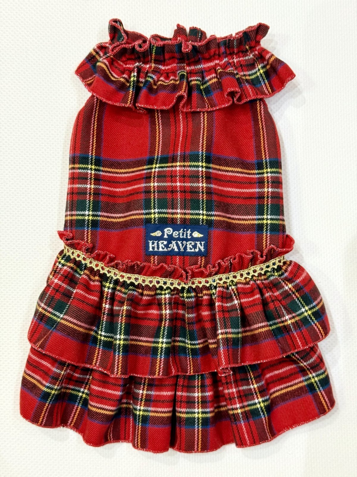 画像1: レッドタータン☆共布２段ガーリーワンピ・２号