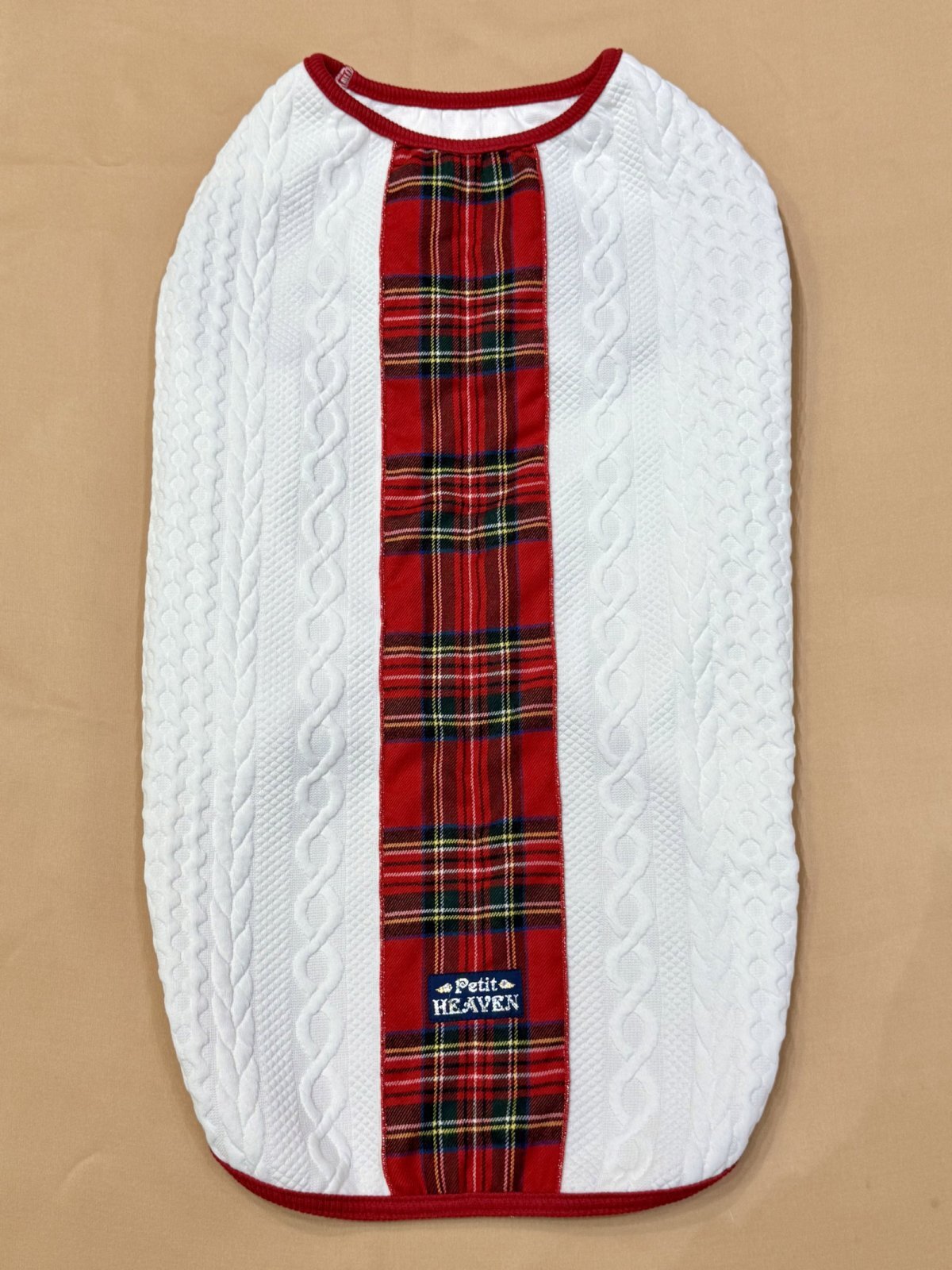 画像1: アランキルトニット☆タータンラインタンク（ホワイト）・１０号