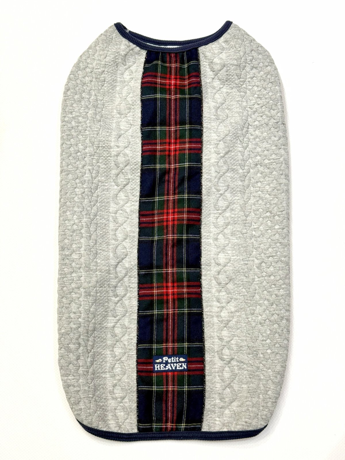 画像1: アランキルトニット☆タータンラインタンク（グレー）・９号