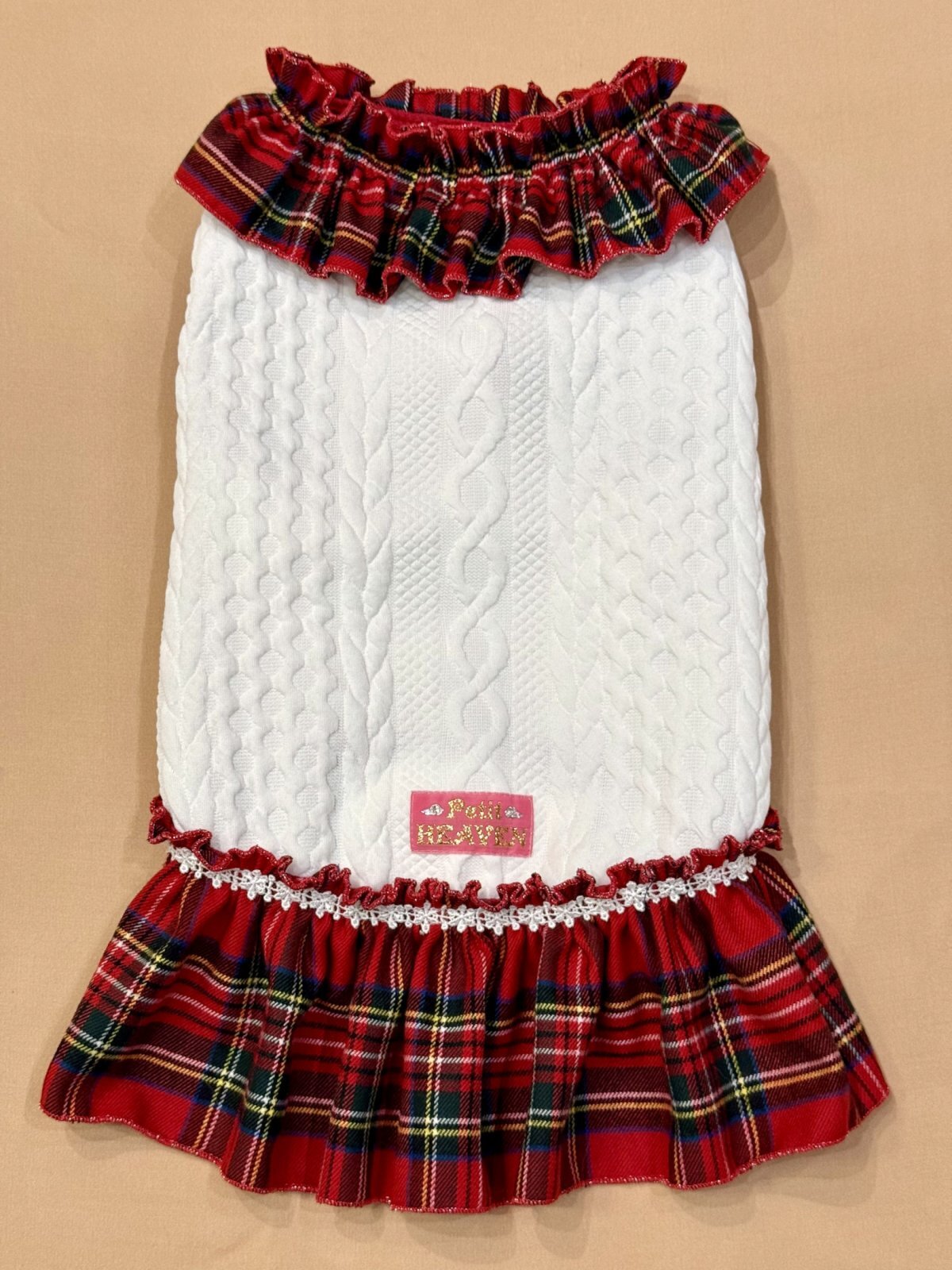 画像1: アランキルトニット☆タータンフリルワンピ（ホワイト）・４号